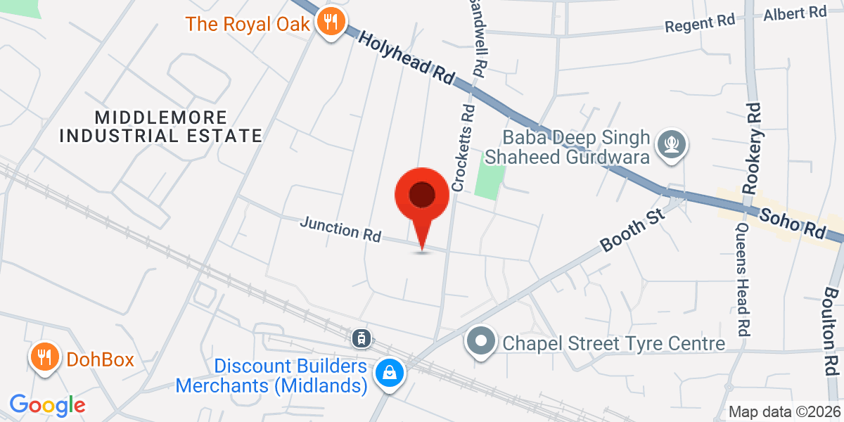 Map of Junction Road, Birmingham, West Midlands, B21