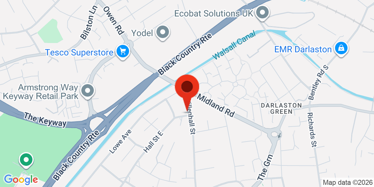 Map of Willenhall Street Darlaston, Wednesbury, West Midlands, WS10