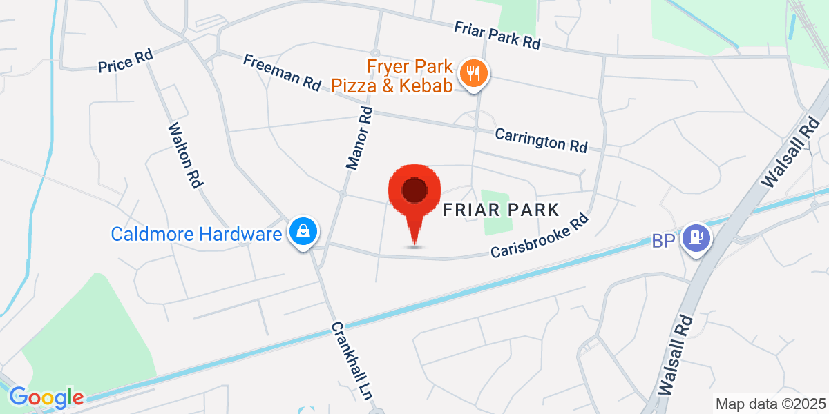 Map of Carisbrooke Road, Wednesbury, West Midlands, WS10