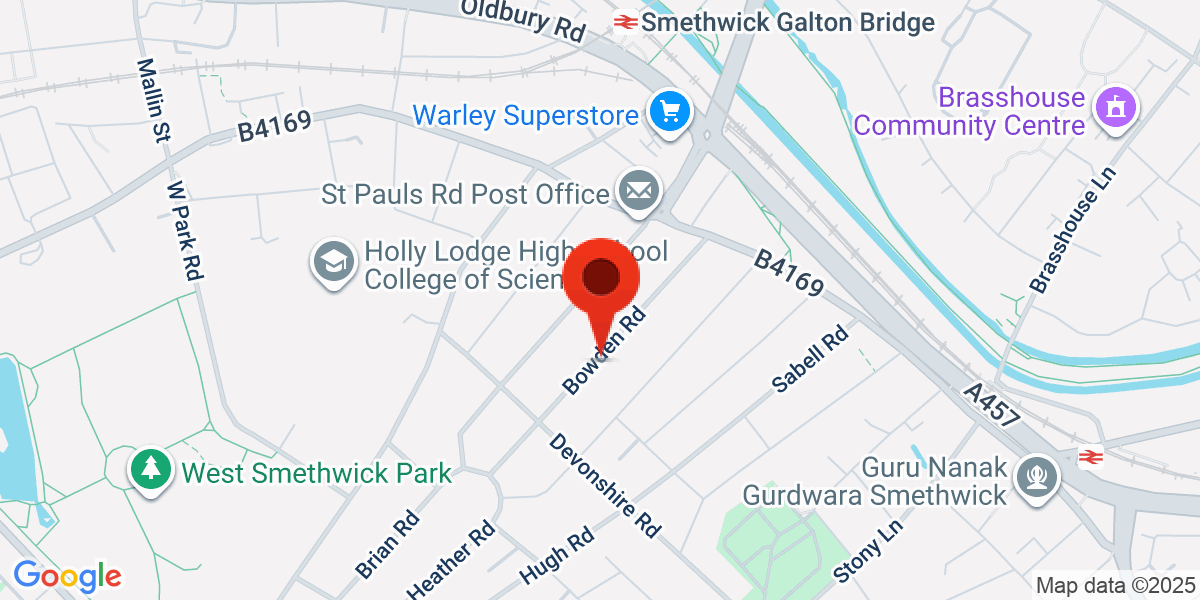 Map of Bowden Road, Smethwick, West Midlands, B67