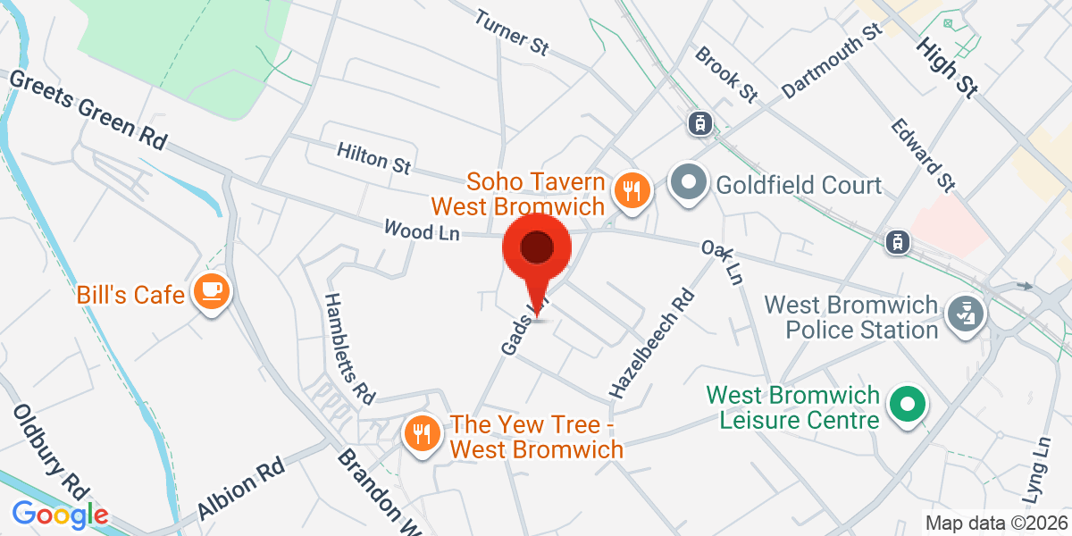 Map of Gads Lane, West Bromwich, West Midlands, B70