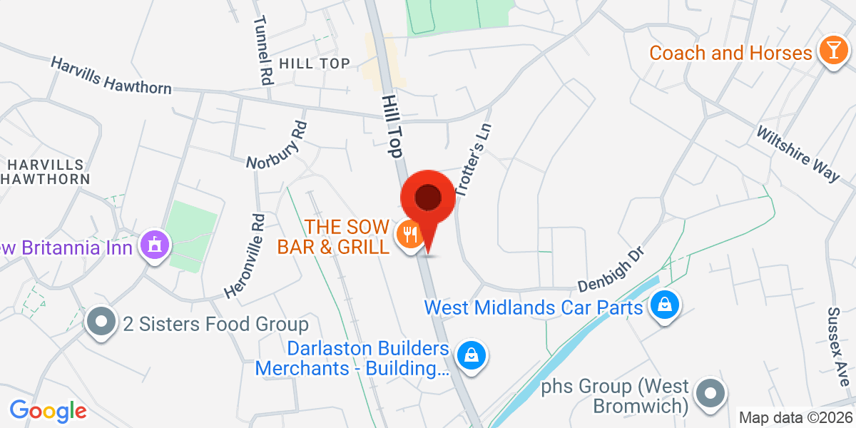 Map of Hill Top, West Bromwich, West Midlands, B70