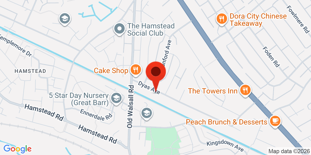 Map of Dyas Avenue, Birmingham, West Midlands, B42