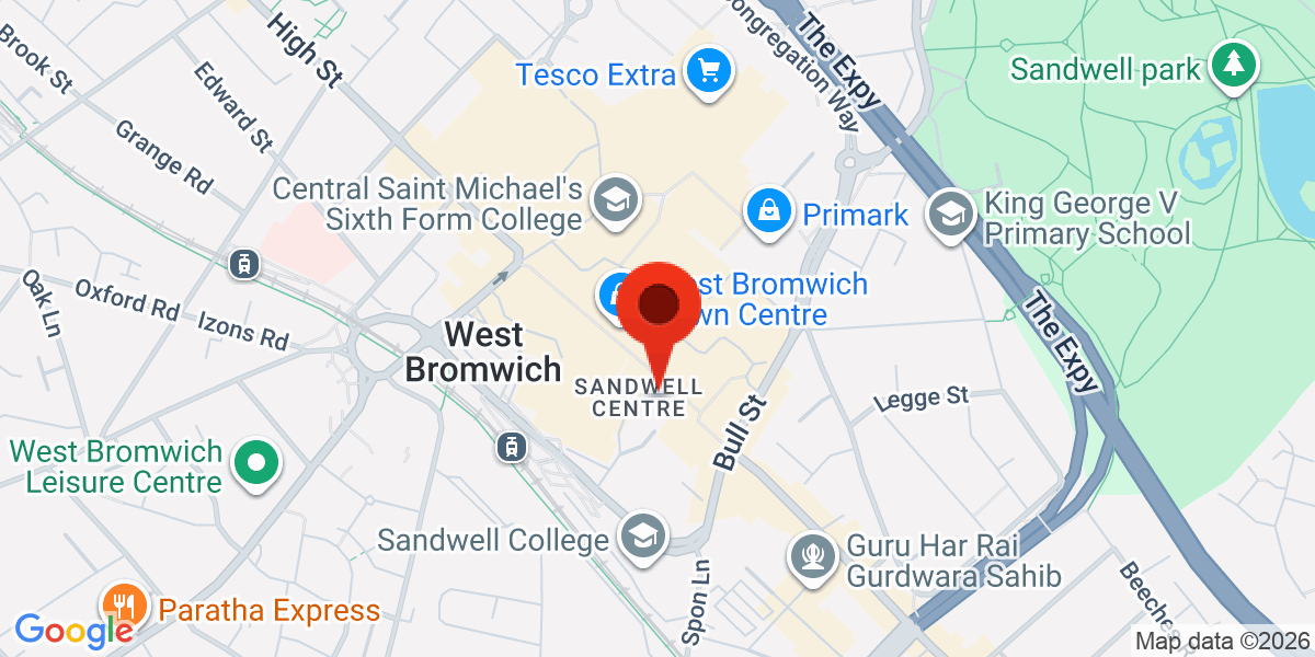 Map of Princess Parade, West Bromwich, West Midlands, B70