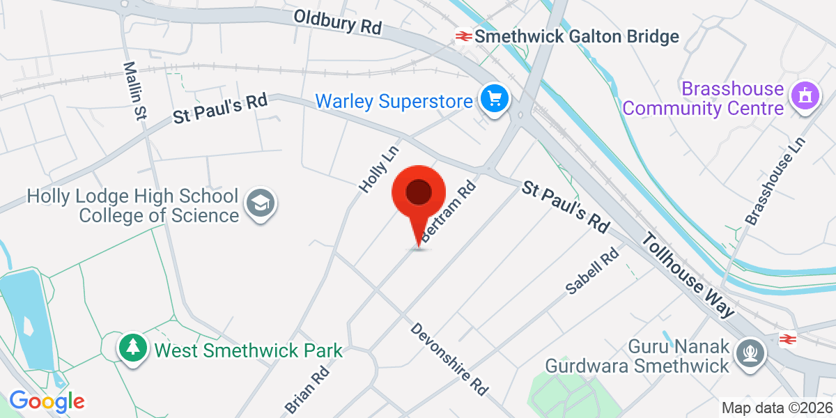 Map of Bertram Road, Smethwick, West Midlands, B67