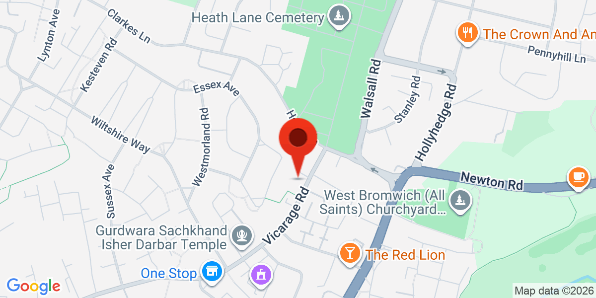 Map of Vicarage Road, West Bromwich, West Midlands, B71