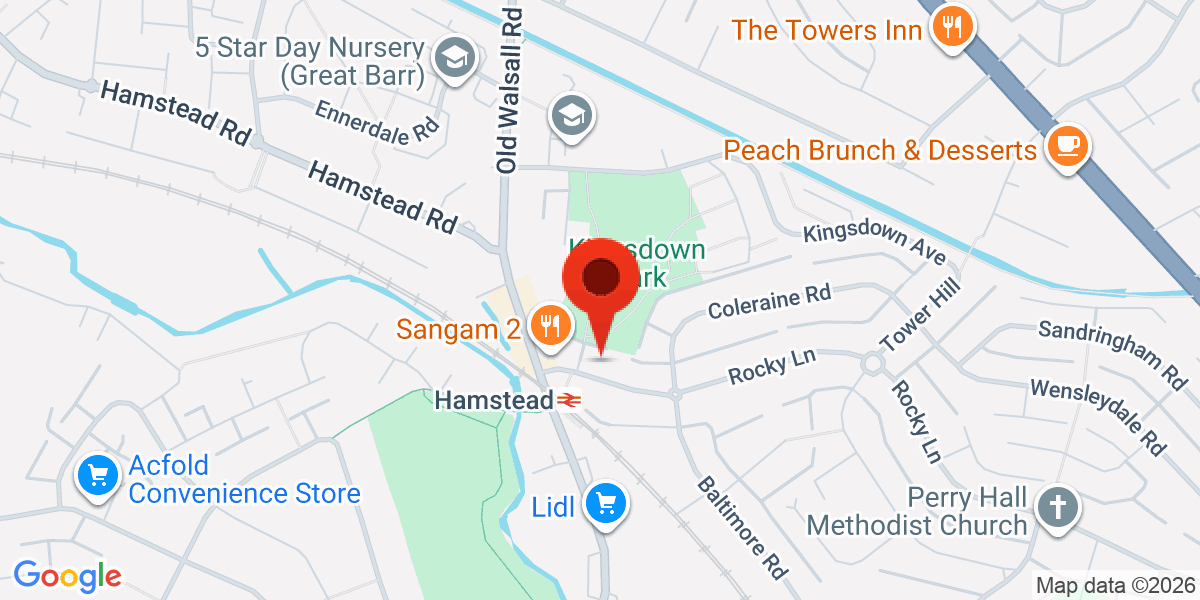 Map of Rocky Lane Great Barr, Birmingham, West Midlands, B42
