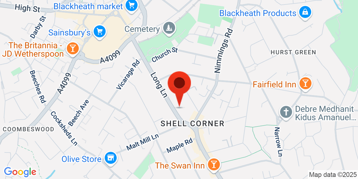 Map of Long Lane, Halesowen, West Midlands, B62